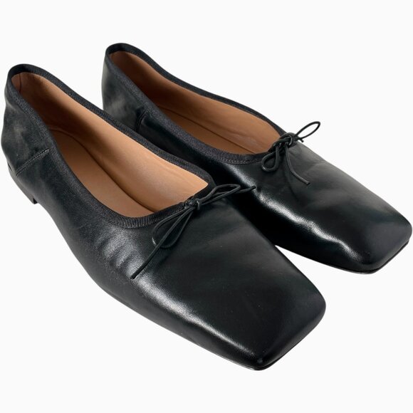 Mansur Gavriel Square Toe Ballet Flats Black Leather Size 40 - Picture 9 of 9